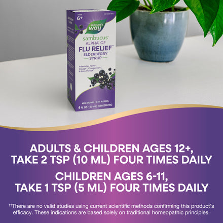 Sambucus Flu Relief Elderberry Syrup Supplement Facts