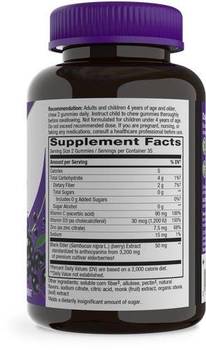 Nature's Way® | Sambucus Elderberry Zero Sugar Immune Gummy - right side of pack Sku:14617