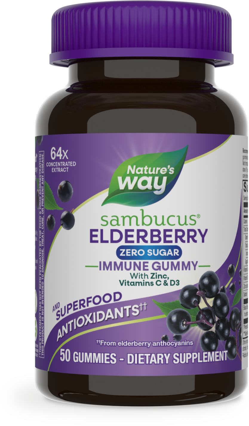 <{%PRIMARY_14616%}>Nature's Way® | Sambucus Elderberry Zero Sugar Immune Gummy, 50 gummies