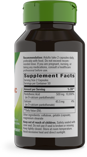 Nature's Way® | Pantothenic Acid Vitamin B5 - right side of pack Sku:40491