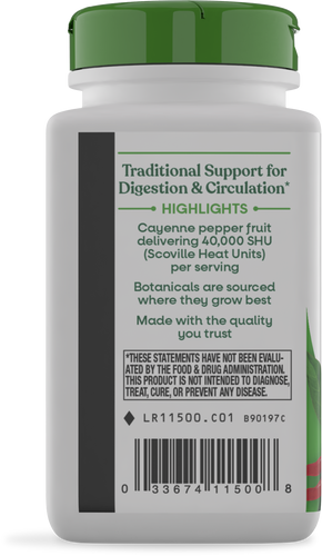 Nature's Way® | Cayenne Fruit - left side of pack Sku:11500