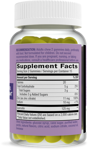 Nature's Way® | Quercetin Gummies with Zinc - right side of pack Sku:14327