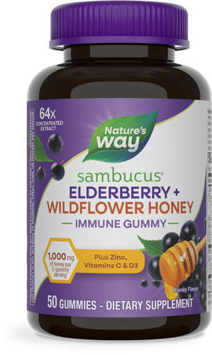 Nature's Way® | Sambucus Elderberry + Wildflower Honey Immune Gummy, 50 gummies, Honey Sku:15761