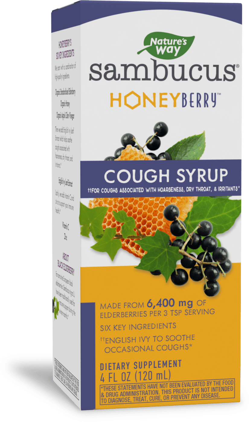 <{%PRIMARY_13313E%}>Nature's Way® | Sambucus HoneyBerry Cough Syrup, 4 fl oz (120 ml)