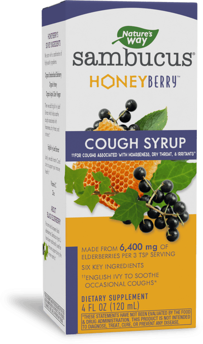 <{%PRIMARY_13313E%}>Nature's Way® | Sambucus HoneyBerry Cough Syrup, 4 fl oz (120 ml)