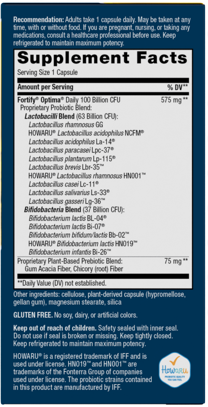 <{%MAIN2_15784%}>Nature's Way® | Fortify Optima 100 Billion Probiotic - right side of pack