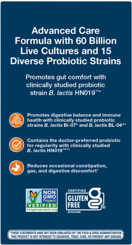 Nature's Way® | Fortify Optima Advanced Care 60 Billion Probiotic - back of pack Sku:15783