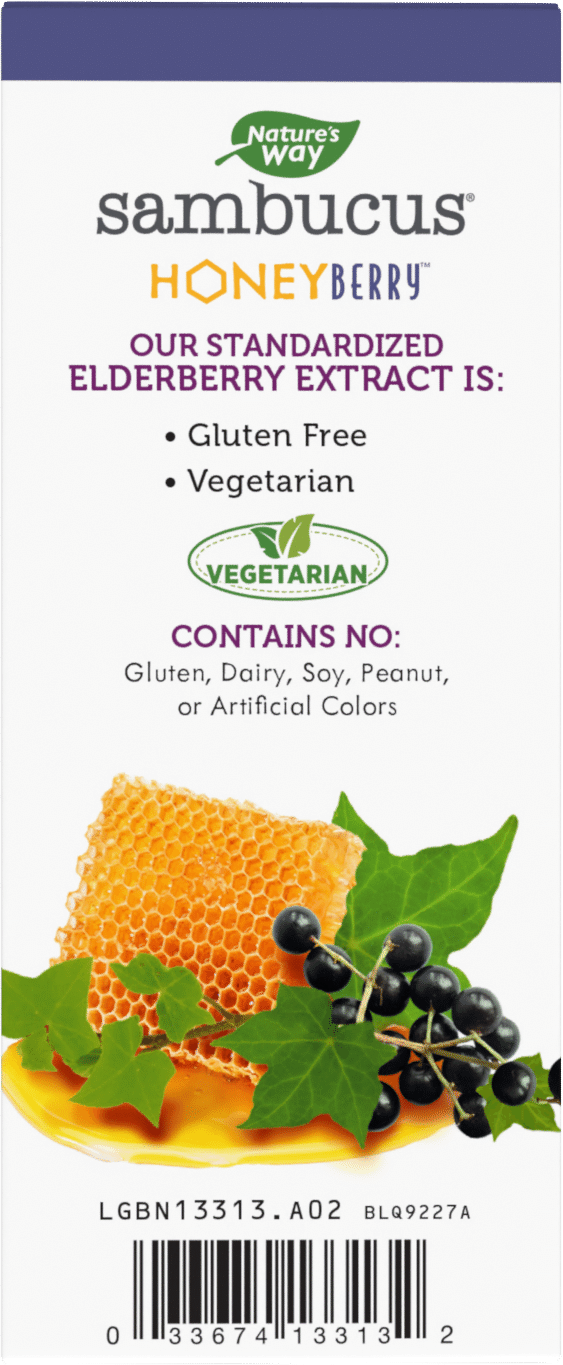 <{%MAIN3_13313%}>Nature's Way® | Sambucus HoneyBerry Cough Syrup - back of pack