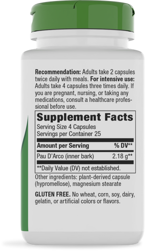 Nature's Way® | Pau d'Arco Inner Bark - right side of pack Sku:15450