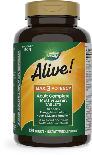 Nature's Way® | Alive! Max3 Potency Adult Complete Multivitamin-No Added Iron, 180 tablets Sku:14932