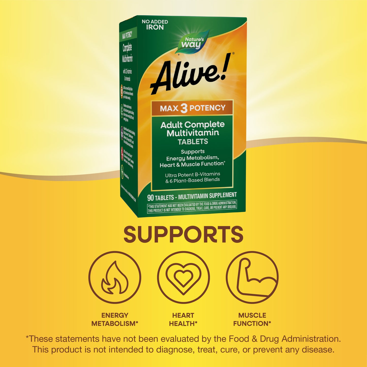 <{%MAIN13_14931%}>Nature's Way® | Alive!® Max3 Potency Adult Complete Multivitamin-No Added Iron