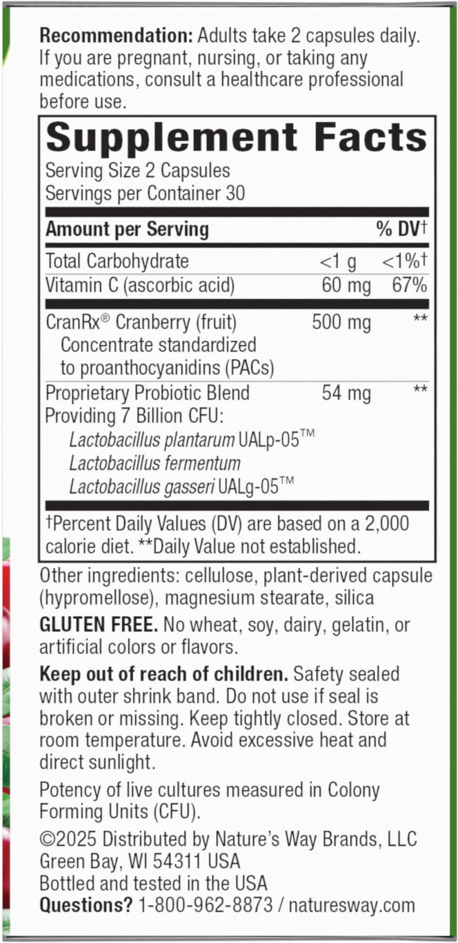 <{%MAIN2_11861%}>Nature's Way® | Women's Care CranRx with Probiotics - right side of pack