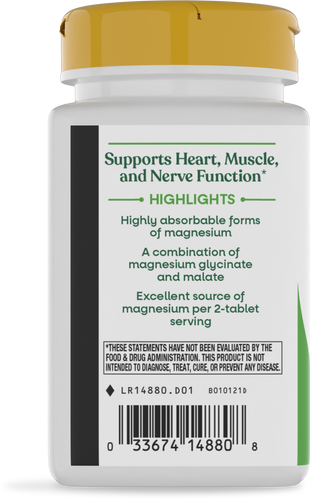 Nature's Way® | Magnesium Glycinate Complex - left side of pack Sku:14880