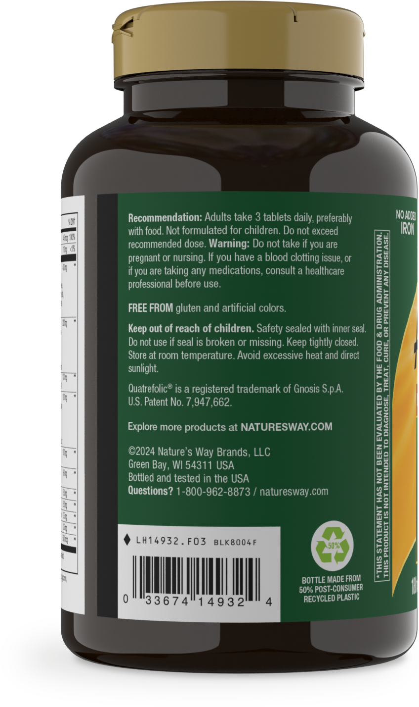 <{%MAIN3_14932%}>Nature's Way® | Alive! Max3 Potency Adult Complete Multivitamin-No Added Iron - left side of pack