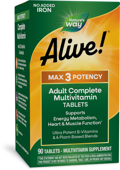 <{%PRIMARY_14931%}>Nature's Way® | Alive!® Max3 Potency Adult Complete Multivitamin-No Added Iron