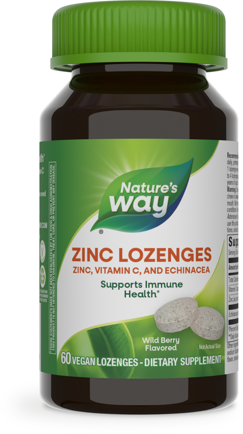 <{%PRIMARY_41092%}>Nature's Way® | Zinc Lozenges, 60 lozenges, Wild Berry
