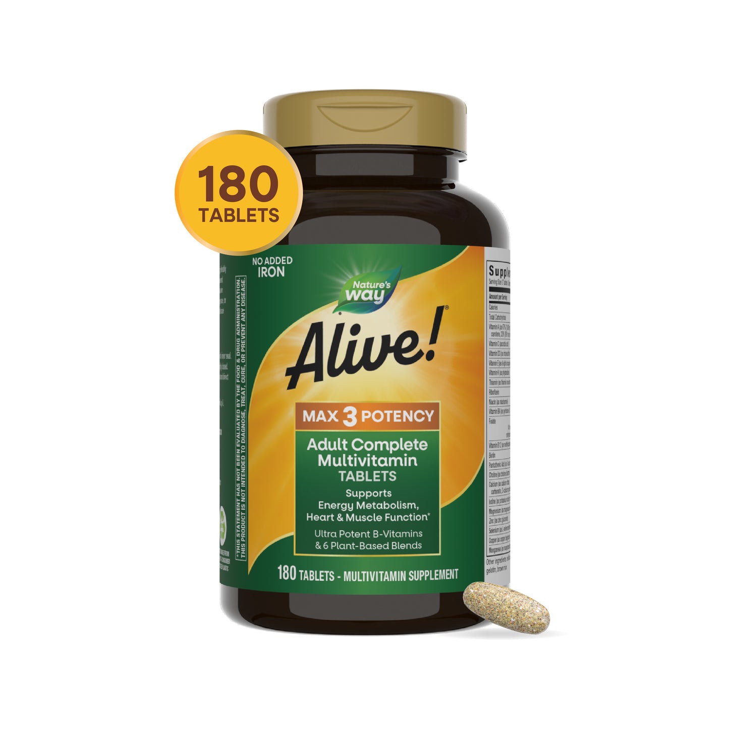<{%MAIN7_14932%}>Nature's Way® | Alive! Max3 Potency Adult Complete Multivitamin-No Added Iron