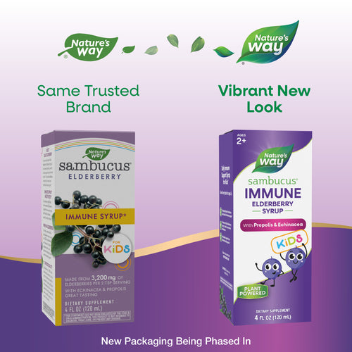 Nature's Way® | Sambucus Immune Syrup for Kids* - package updates old to new Sku:6973