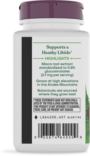 Nature's Way® | Maca Premium Extract - left side of pack Sku:64200