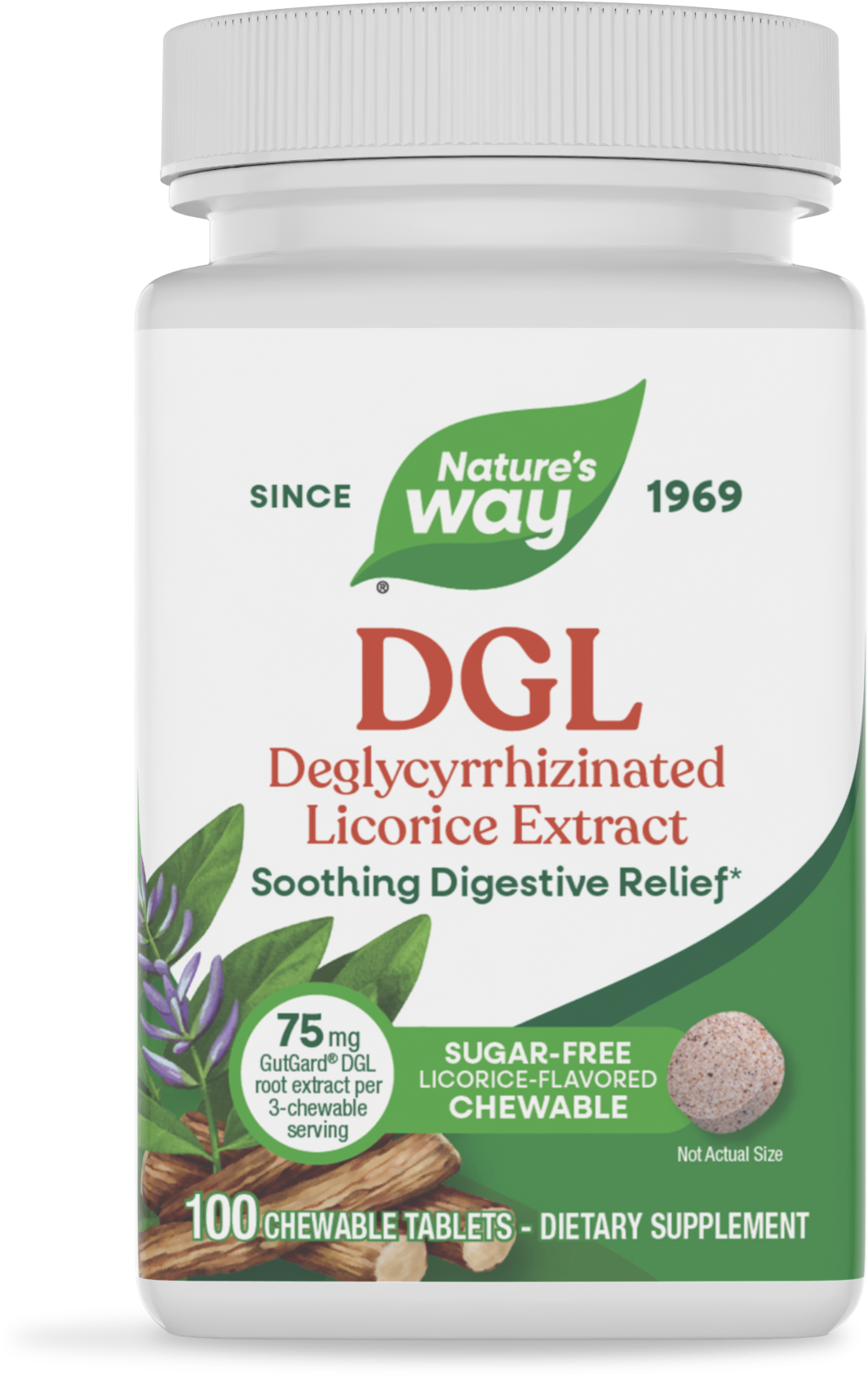 <{%PRIMARY_09021%}>Nature's Way® | DGL Sugar Free, 100 chewables, Licorice