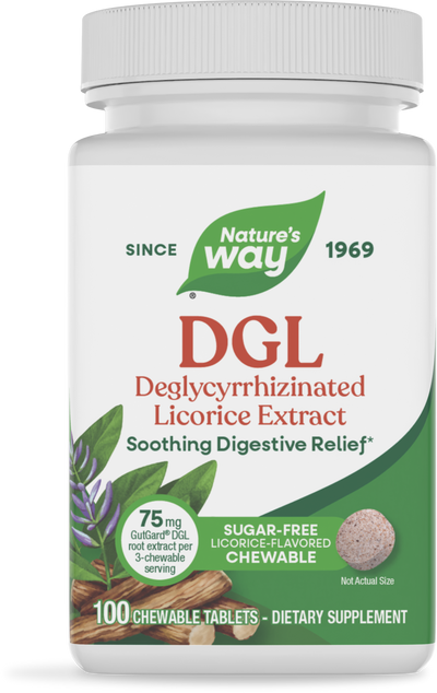 <{%PRIMARY_09021%}>Nature's Way® | DGL Sugar Free, 100 chewables, Licorice