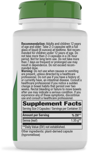 Nature's Way® | Senna Leaves - right side of pack Sku:17000