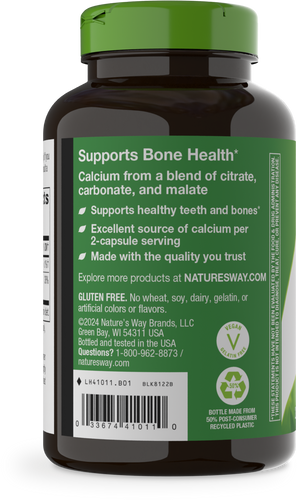 Nature's Way® | Calcium Citrate, Carbonate & Malate - left side of pack Sku:41011