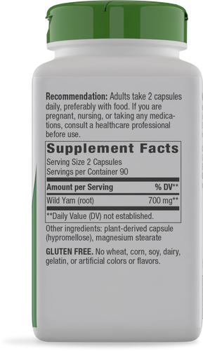 Nature's Way® | Wild Yam Root - right side of pack Sku:15350