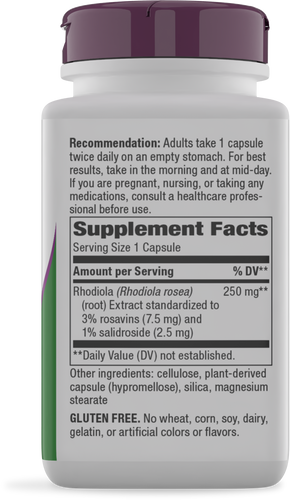 Nature's Way® | Rhodiola - right side of pack Sku:15321