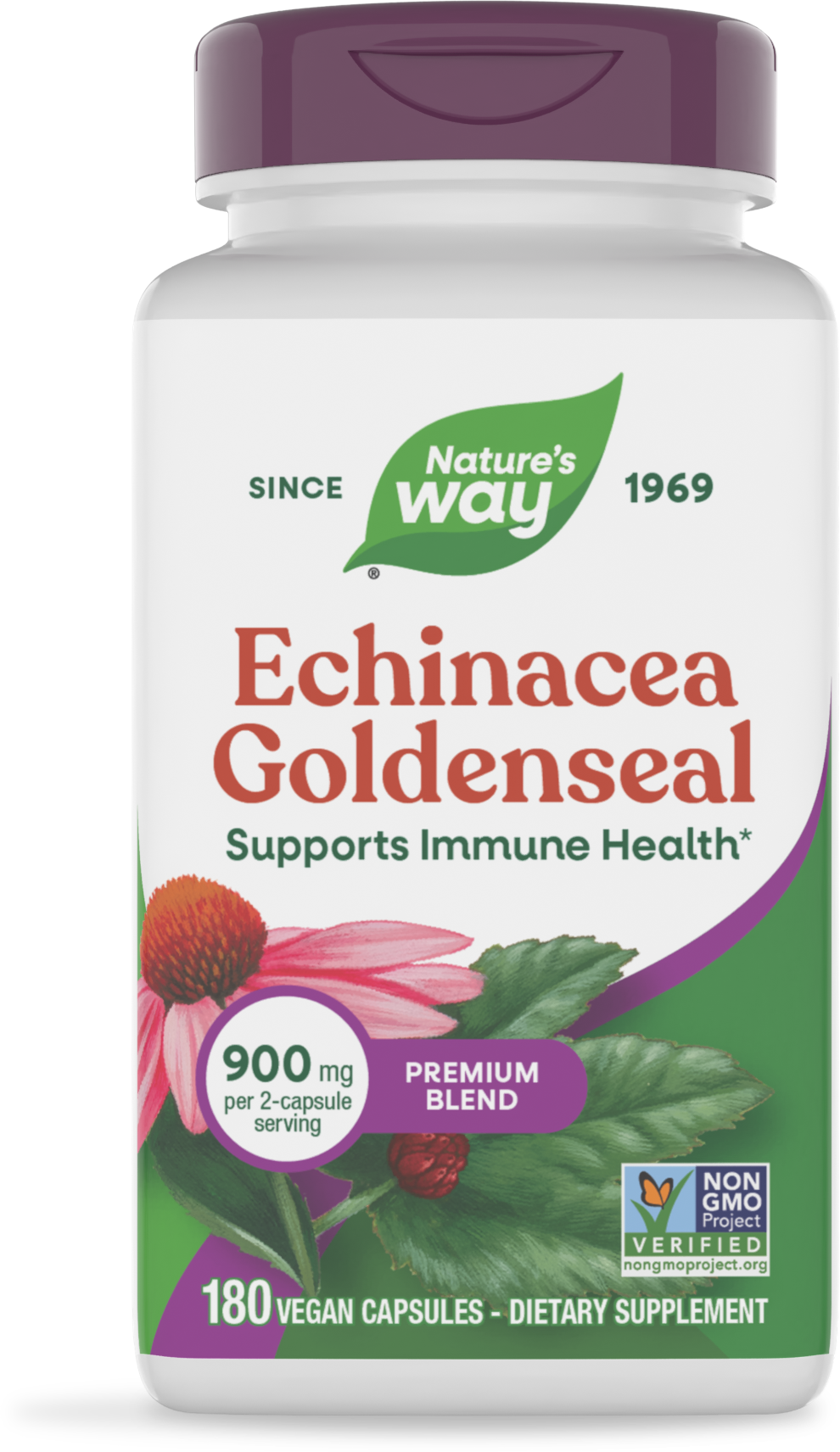 <{%PRIMARY_12108E%}>Nature's Way® | Echinacea Goldenseal Premium Blend, 180 capsules