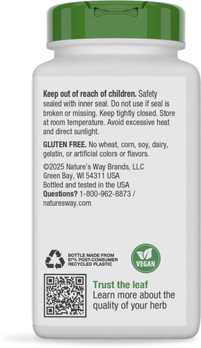 Nature's Way® | Saw Palmetto Berries - back of pack Sku:16758