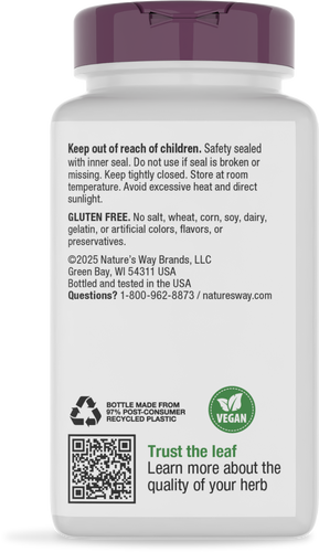 Nature's Way® | Echinacea Goldenseal Premium Blend - back of pack Sku:12108