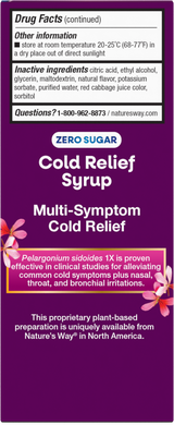 <{%MAIN3_15794%}>Nature's Way® | Umcka Zero Sugar Cold Relief Syrup - back of pack