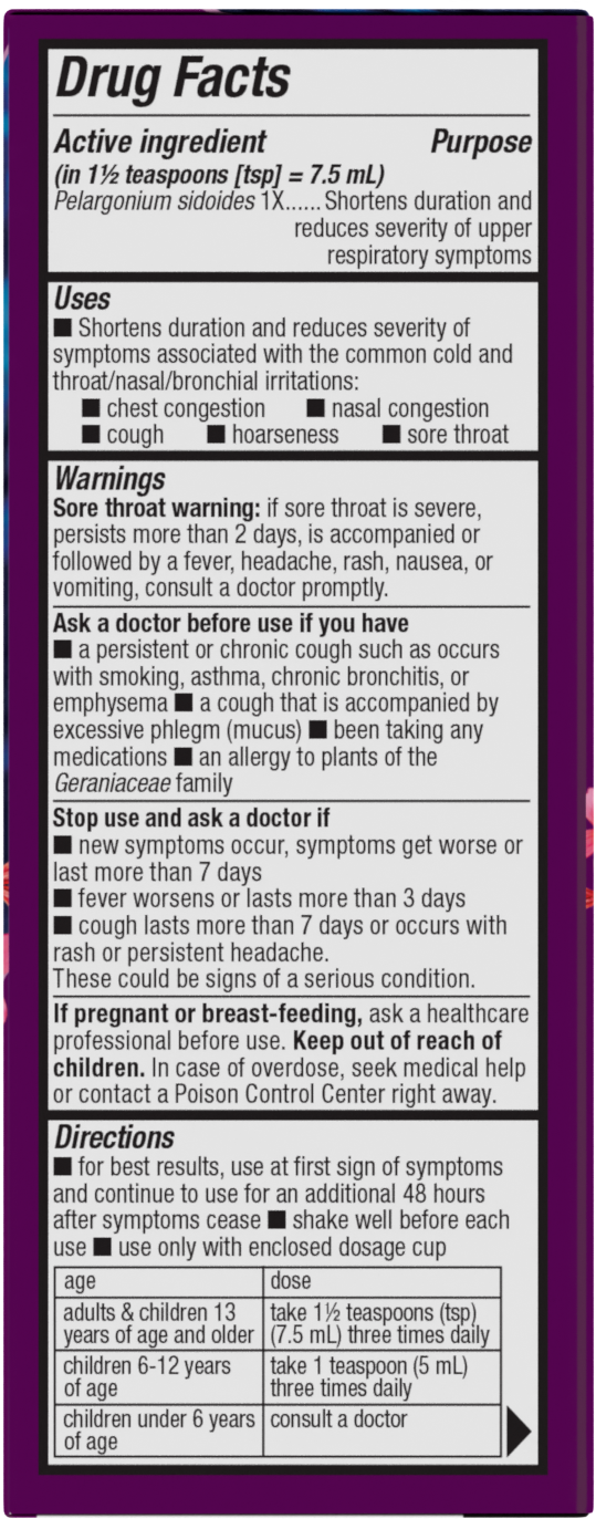 <{%MAIN2_15794%}>Nature's Way® | Umcka Zero Sugar Cold Relief Syrup - right side of pack
