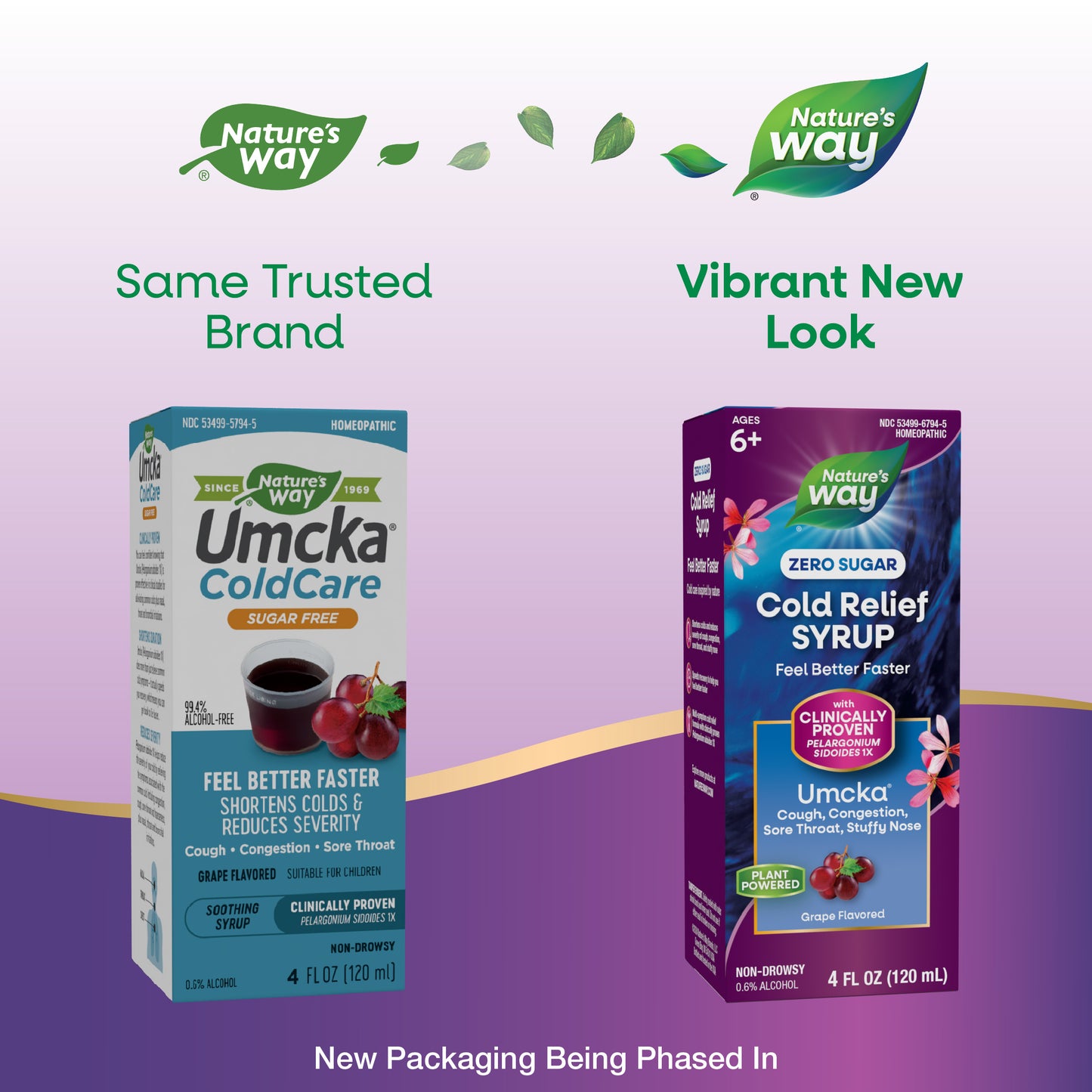<{%MAIN1_15794%}>Nature's Way® | Umcka Zero Sugar Cold Relief Syrup - package updates old to new