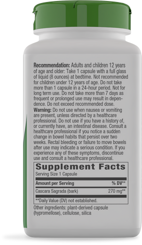 Nature's Way® | Cascara Sagrada - right side of pack Sku:11308