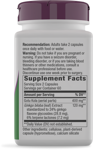 Nature's Way® | Ginkgo Premium Extract - right side of pack Sku:15351