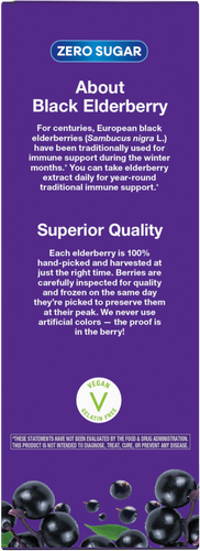 Nature's Way® | Sambucus Zero Sugar Traditional Immune Syrup - back of pack Sku:15331