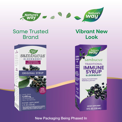 Nature's Way® | Sambucus Traditional Immune Syrup - package updates old to new Sku:6970