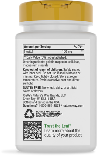 Nature's Way® | Vitamin B-100 Complex - back of pack Sku:40521