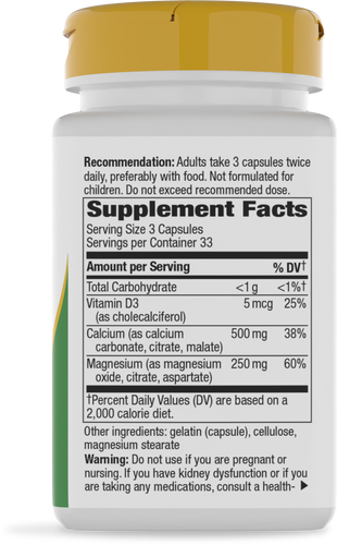 Nature's Way® | Calcium-Magnesium-Vitamin D - right side of pack Sku:41420