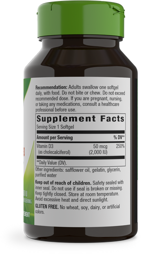 Nature's Way® | Vitamin D3 - right side of pack Sku:15604
