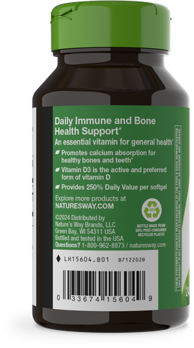 Nature's Way® | Vitamin D3 - left side of pack Sku:15604