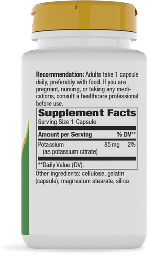 Nature's Way® | Potassium - right side of pack Sku:41071