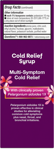 Nature's Way® | Umcka Cold Relief Syrup - back of pack Sku:15793