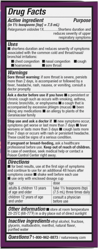 Nature's Way® | Umcka Cold Relief Syrup - right side of pack Sku:15272