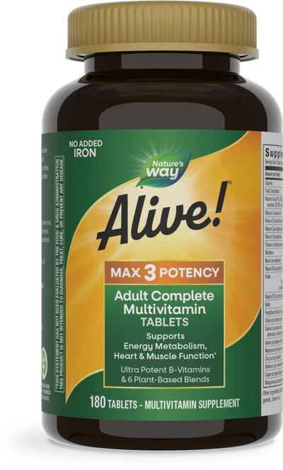 <{%PRIMARY_14932%}>Nature's Way® | Alive!® Max3 Potency Adult Complete Multivitamin-No Added Iron
