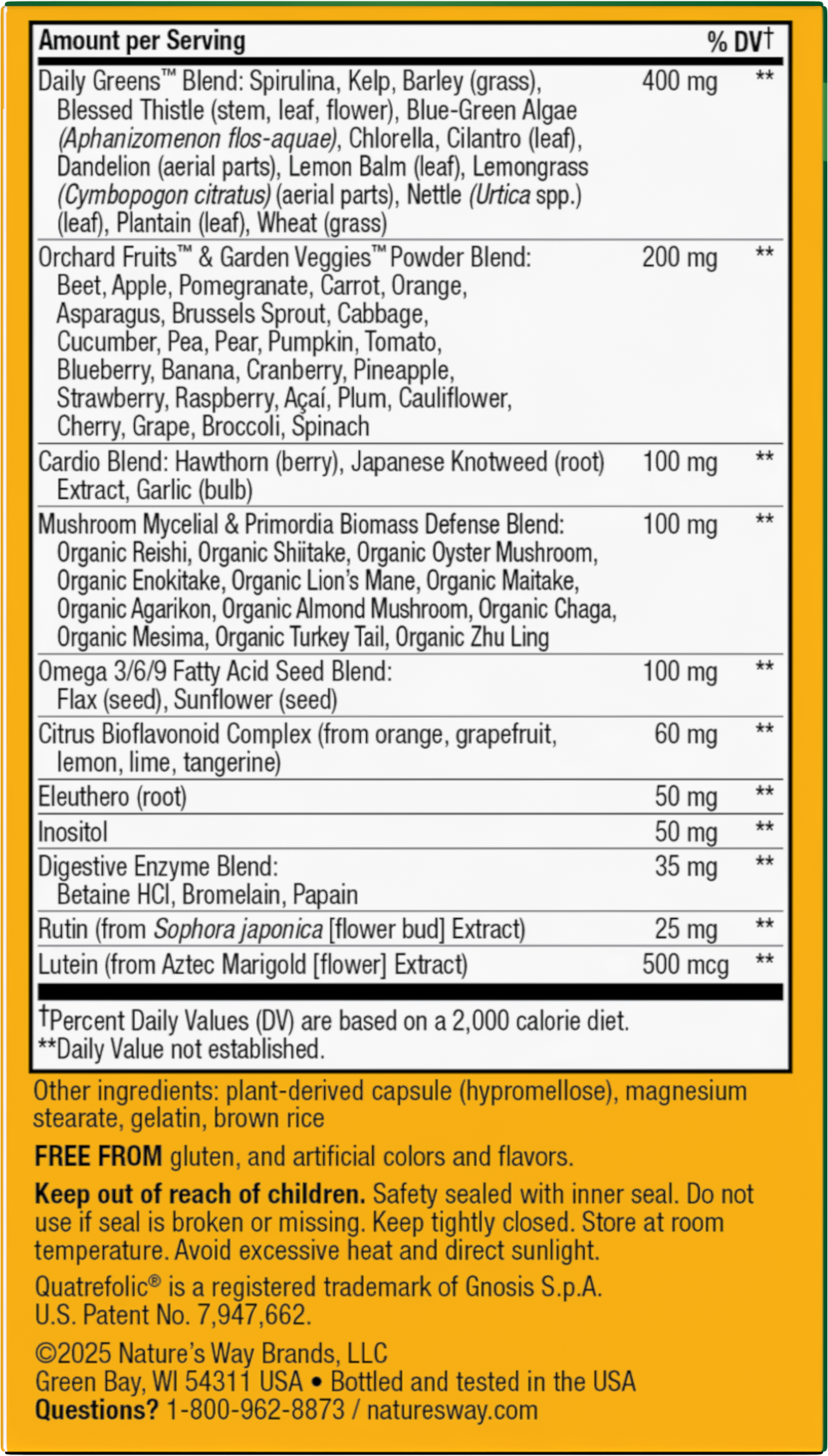 <{%MAIN3_15092%}>Nature's Way® | Alive! Max6 Potency Adult Complete Multivitamin-No Added Iron - back of pack