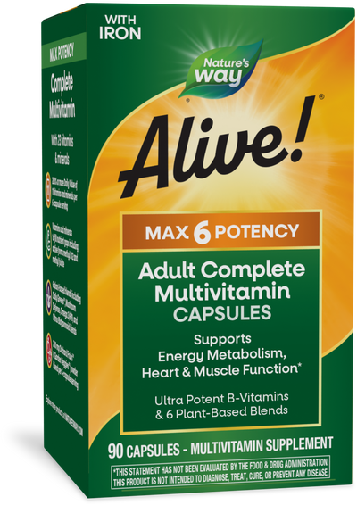 <{%PRIMARY_15090%}>Nature's Way® | Alive! Max6 Max Potency Daily Multivitamin, 90 capsules