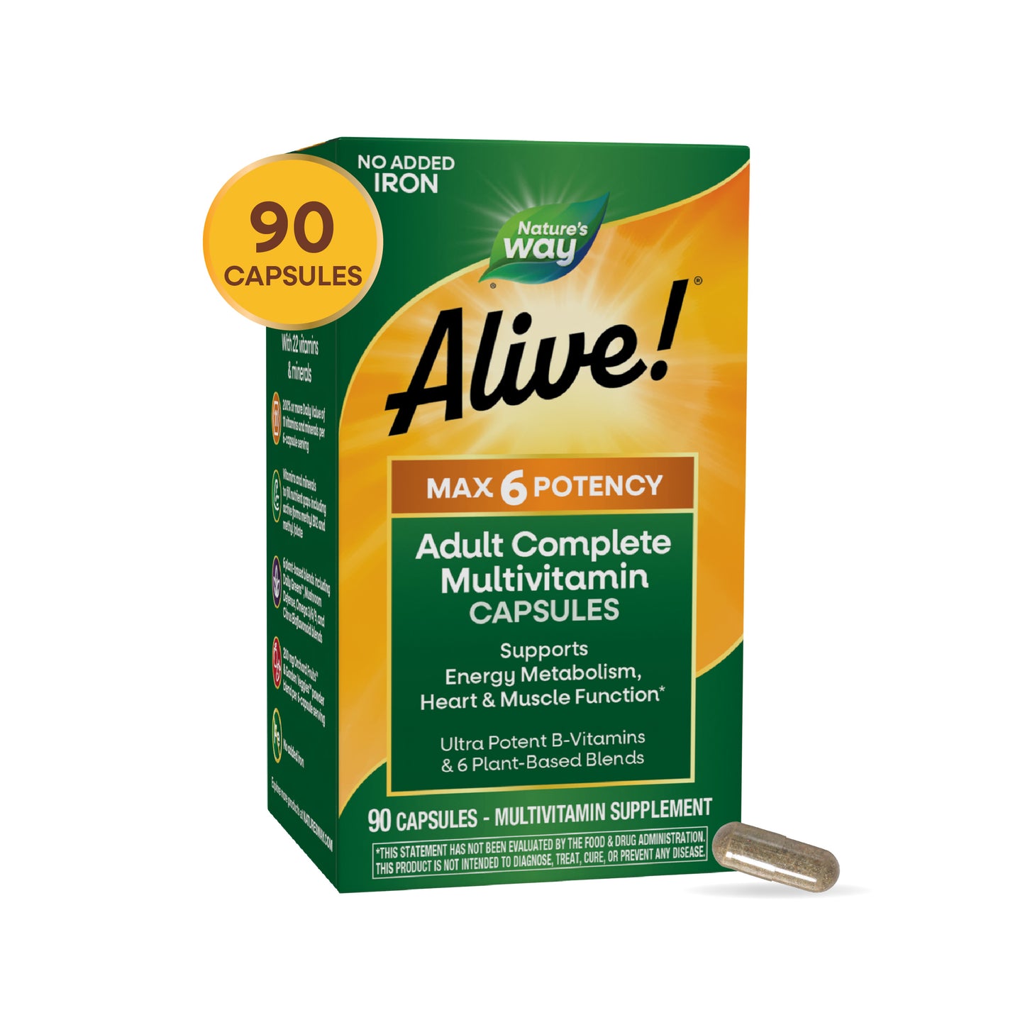 <{%MAIN8_15092%}>Nature's Way® | Alive! Max6 Potency Adult Complete Multivitamin-No Added Iron